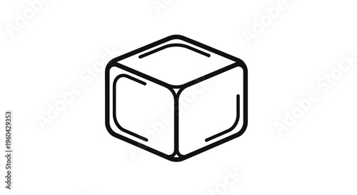 Minimalist Ice Cube Icon, Simple Geometric Shape, Cold Refreshment Symbol