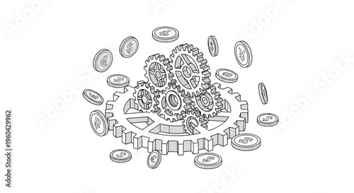 Gears and Coins: Symbolizing Financial Mechanics, Investment Growth, and Economic Strategy