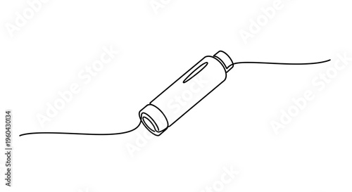 Minimalist continuous line drawing of a single battery, symbolizing energy and power.