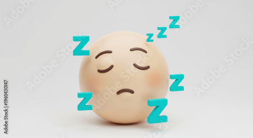 Sleeping Emoji Face with Zzz Symbols, Exhausted and Tired Concept