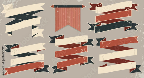 Vintage Banners and Ribbons Set: Retro Design Elements for Graphic Projects