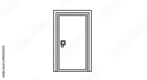 Minimalist door outline, interior design element, simple graphic icon