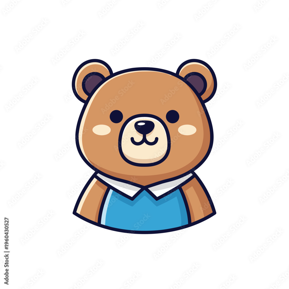 Fototapeta premium Cute cartoon brown bear face.