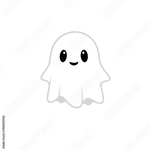 Cute cartoon ghost smiling face.