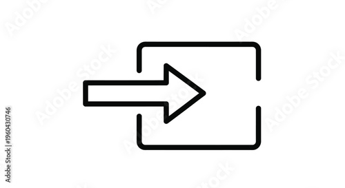 Simple black outline of an arrow entering a rectangular box