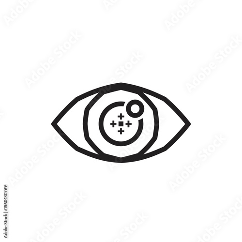 Eye with a spiral design inside.