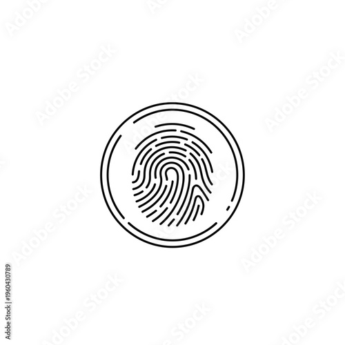 Fingerprint Icon in Circle Frame.