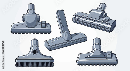 Set of Vacuum Cleaner Attachments: Brush, Crevice, Upholstery, and Floor Heads