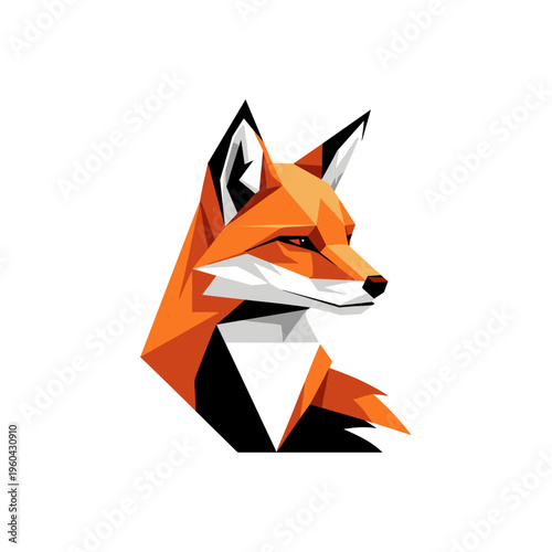 Geometric Fox Head Illustration Design.