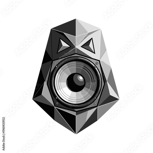 Geometric speaker with triangular design.