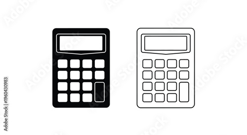 Two calculator icons one black and one white side by side