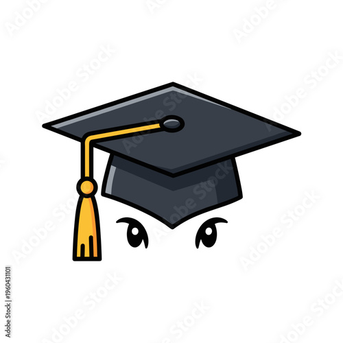 Graduation hat with smiling eyes.