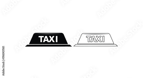 Black and white taxi cab roof lights with taxi signage