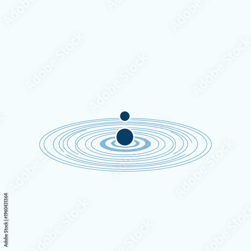 Ripples of Tranquility A Blue Water Drop Creates Concentric Circles on a Calm Surface, Symbolizing Serenity and Impact