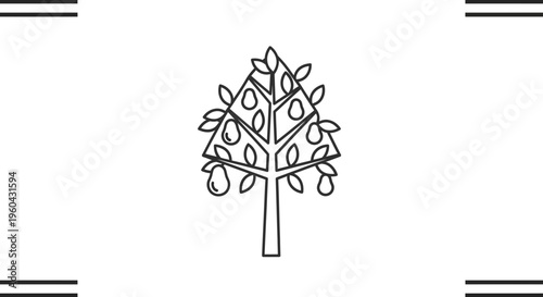 Pear Tree Icon Outline Vector Illustration