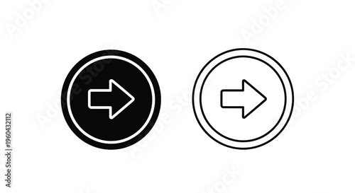 Free Download Two circular icons depicting a right pointing arrow one filled and one outlined - GFXLoad