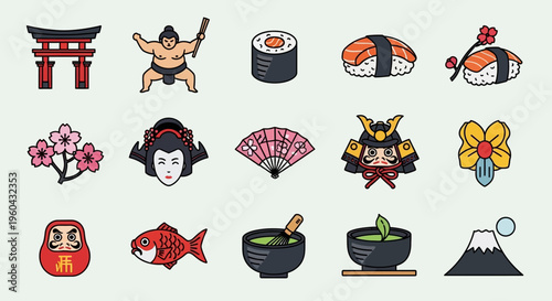 Pixel Art Japanese Icons: Culture, Food, and Symbols Collection