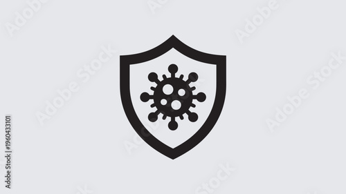 A shield icon protecting against a virus threat with a modern design