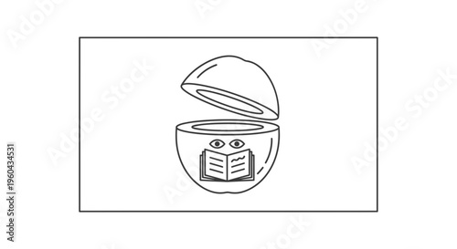 Open Mind Sphere with Book and Eyes - Concept of Knowledge, Learning, and Ideas
