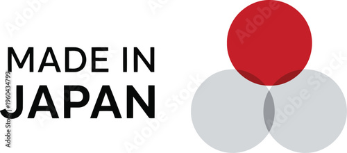 Made in Japan Label Symbol With Red Sun Graphic Icon For Authentic Quality Product Branding