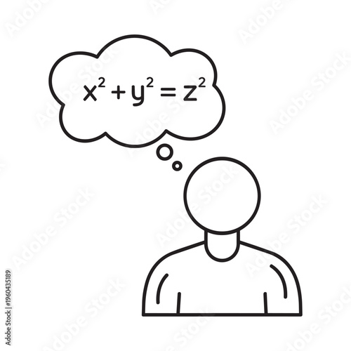 A simple line drawing of a person thinking about pythagoras' theorem
