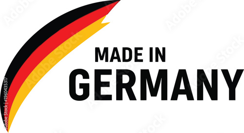 Made in Germany label with national flag colors isolated on white background for product branding