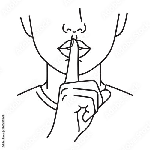 A hand gesture indicating silence