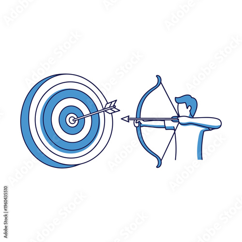 Archer aiming at a target with a bullseye