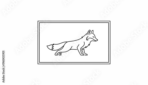 Minimalist Line Art Fox Illustration, Elegant Silhouette of a Wild Animal on White Background