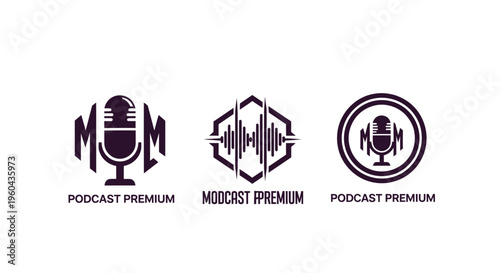 Podcast Logo Designs: Microphones and Sound Waves