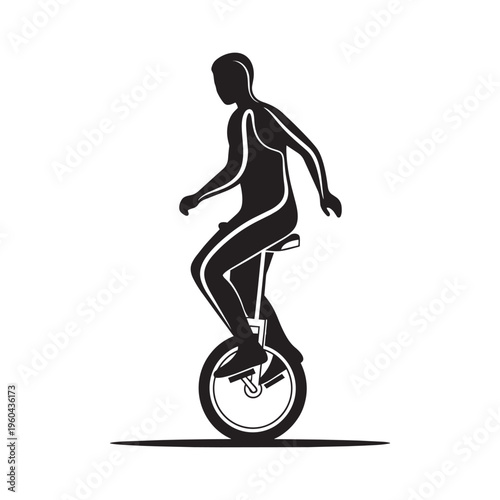A man riding a unicycle in a standing position