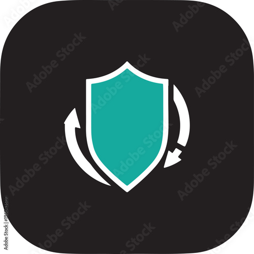 Shiny medieval shield emblem with swords and protective crest