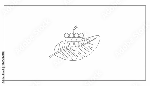 Minimalist Grapes and Leaf Icon: Simple Vector Outline for Food, Nature, and Health Themes