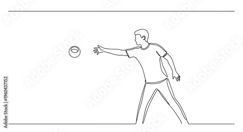 Man throwing a ring toss game, outdoor leisure activity, summer fun, focus and concentration