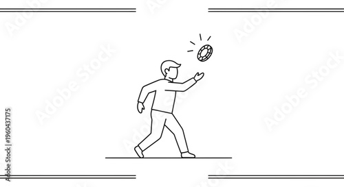 Man Tossing Coin for Decision Making, Chance, Luck, and Opportunity