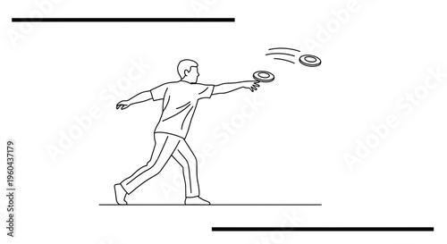 Man throwing frisbee in park, action shot, outdoor recreation, summer fun