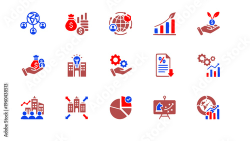 Modern icons for business, finance, and marketing concepts.