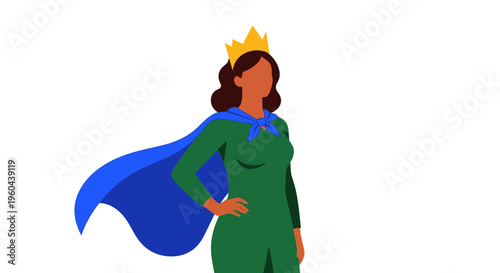 Super Mom Empowering Mother's Day Flat Illustration with Crown