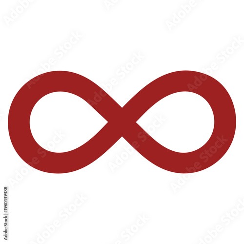 Minimal Red Infinity Symbol Loop Icon on Clean Background