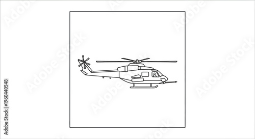 Helicopter Outline Drawing Vector Illustration