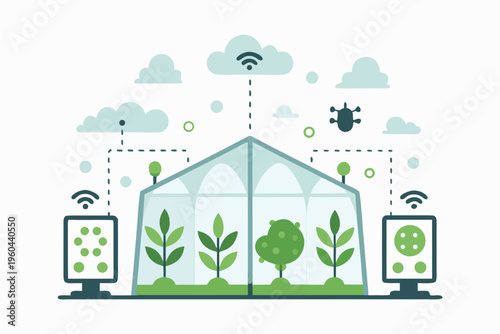 Smart greenhouse with connected devices drones and cloud data integration