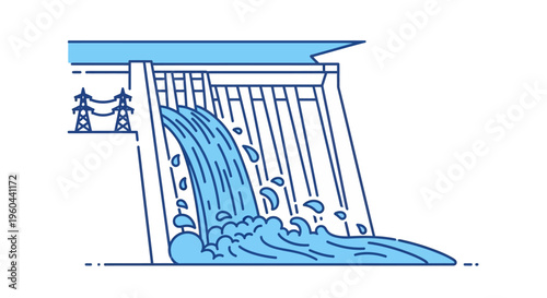 Water flowing from dam structure.