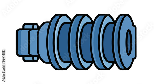 Blue Coil Spring Metal Object.