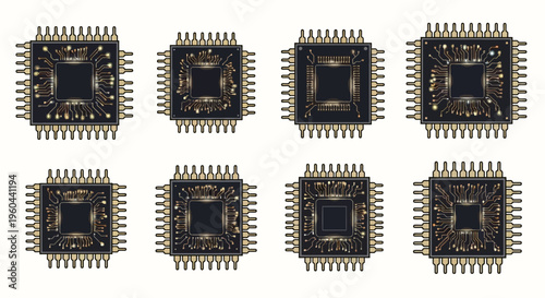 Microchips in a grid formation.