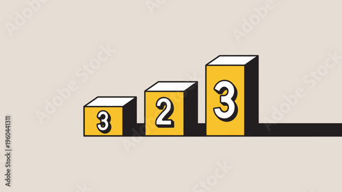 A graphic illustration of a podium with three blocks in a row, each with a number on it.