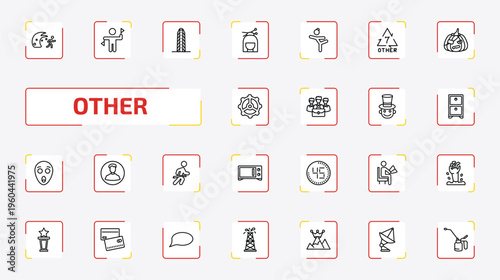 other outline icon set. 25 linear vector for ui, web and mobile. thin line waves danger, flag semaphore language, flatiron and more icons.