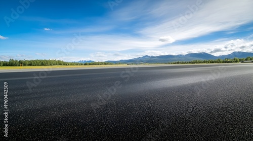 Asphalt Road Leading Towards Mountains Under Blue Sky
