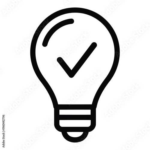 Black and white light bulb icon.
