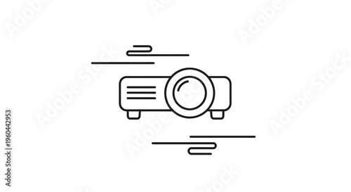 Minimalist line art icon of a modern digital projector for presentations and media display
