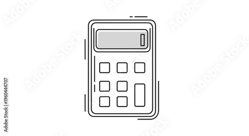 Modern line art calculator icon representing financial computation and mathematical tasks vector